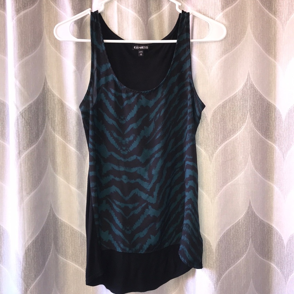 Green and black zebra striped top